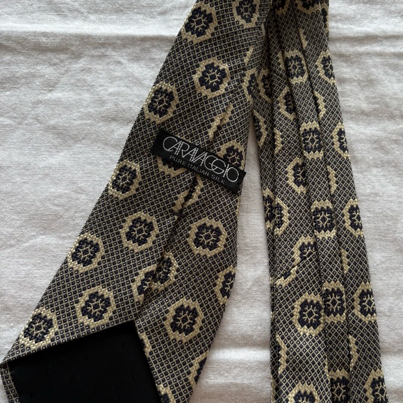 Grandpacore Vintage Caravaggio 100% Pure Italian Silk Neck Tie - Picture 2 of 4